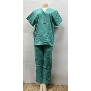 Expo V Neck women size small nurse medical uniform pants and top green
